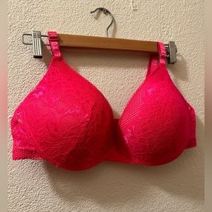XOXO Hot Pink Lace Bra Nylon/ Spandex blend Size 42D